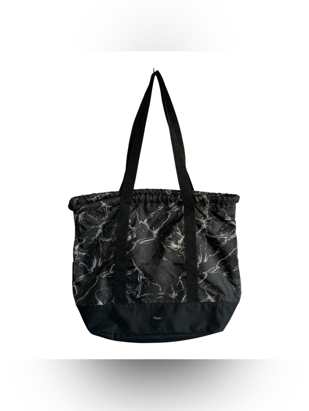 Thirty One Cinch Utility Tote Black Midnight Marble Reusable Double Strap